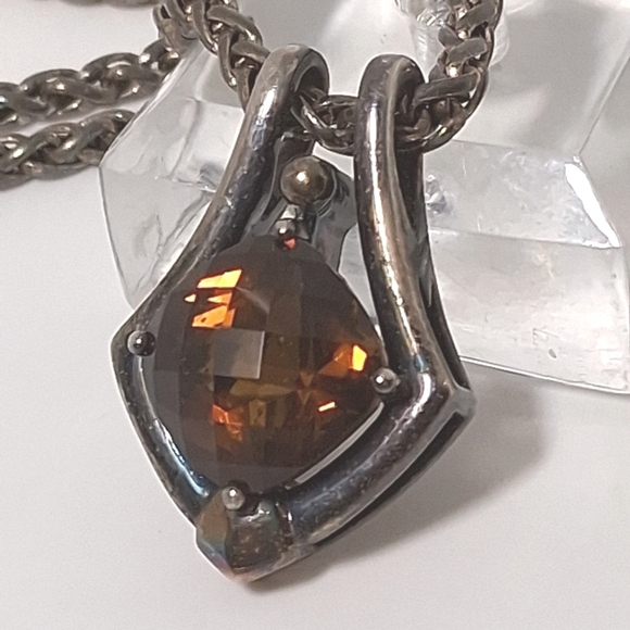 * Lorenzo 925 Sterling Silver & 18k Gold Citrine Stone Necklace - Picture 3 of 7